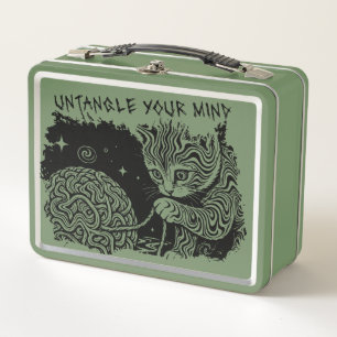 Untangle Your Mind - Psychedelic Cat  Metal Lunch Box