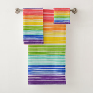 Untidy rainbow stripes bath towel set