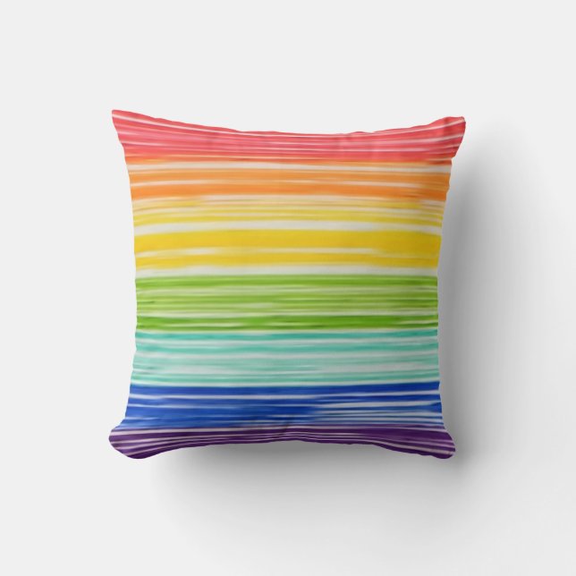 Untidy rainbow stripes cushion (Front)