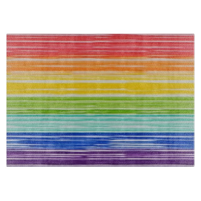 Untidy rainbow stripes cutting board (Front)