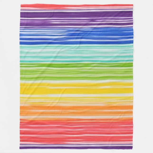 Untidy rainbow stripes fleece blanket (Front)