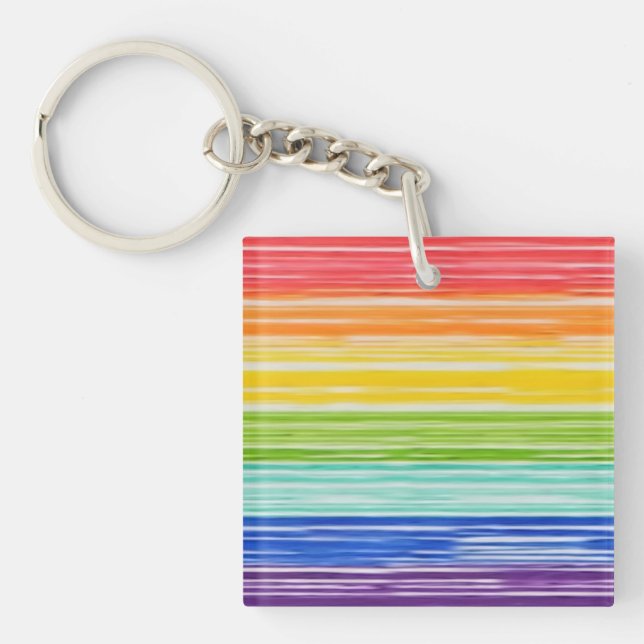 Untidy rainbow stripes key ring (Front)