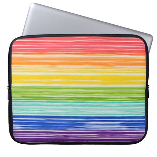 Untidy rainbow stripes laptop sleeve (Front)
