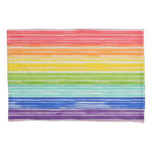 Untidy rainbow stripes pillowcase