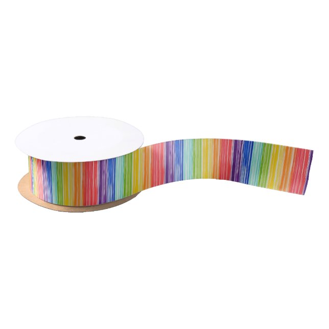 Untidy rainbow stripes satin ribbon (Spool)