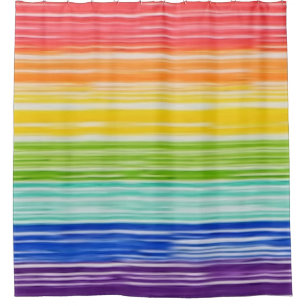Untidy rainbow stripes shower curtain