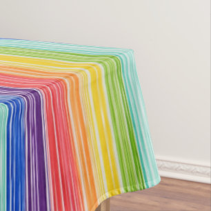 Untidy rainbow stripes tablecloth