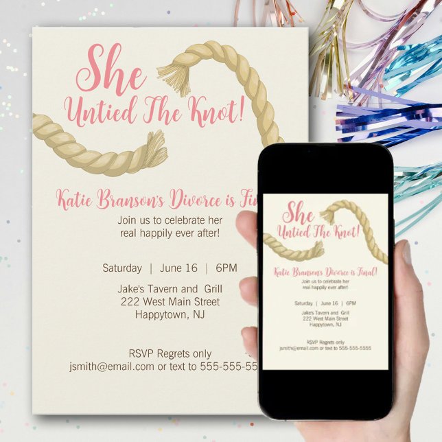 Untie The Knot Divorce Party Invitation (Creator Uploaded)