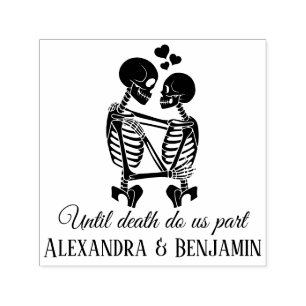 “Until Death Do Us Part” Skeleton Couple Embracing Self-inking Stamp