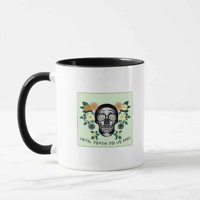 Until Death Do Us Part, Skull With Flowers Classic Mug (Left)