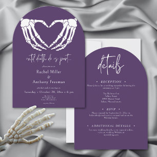 Until Death Skeleton Hands Arch Wedding Two Sided Invitation