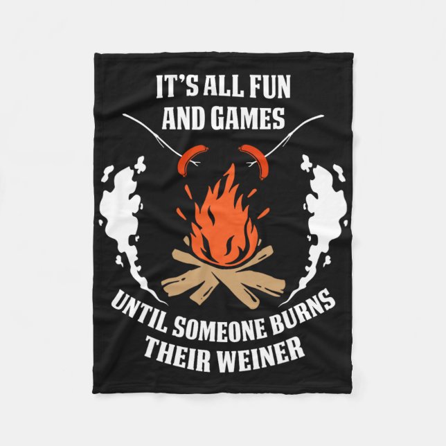 Until Someone Loses Their Weiner Funny Camping Cam Fleece Blanket (Front)