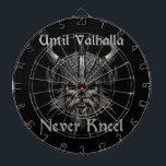 Until Valhalla Never Kneel Dartboard<br><div class="desc">The "Until Valhalla" design concept resonates with individuals who embrace the warrior ethos and seek to embody qualities like bravery,  resilience,  and loyalty. It serves as a reminder to persevere through challenges and adversity,  with the ultimate aspiration of achieving a glorious afterlife worthy of a Viking warrior in Valhalla.</div>