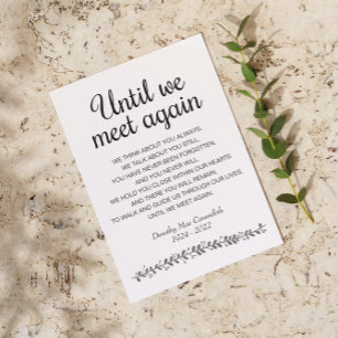 Until We Meet Again Funeral Poem Memorial Postcard