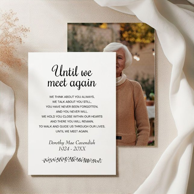 Until We Meet Again Funeral Poem Photo Memorial Enclosure Card (Creator Uploaded)