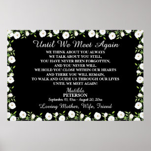 Until We Meet Again White Floral Life Celebration  Poster
