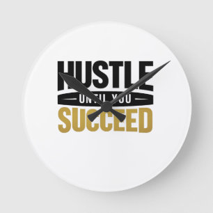 Until You Succeed – Minimal Gold Motivation Design Round Clock