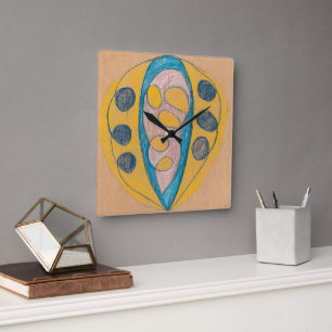 Untitled, 1908 by Hilma af Klint Square Wall Clock