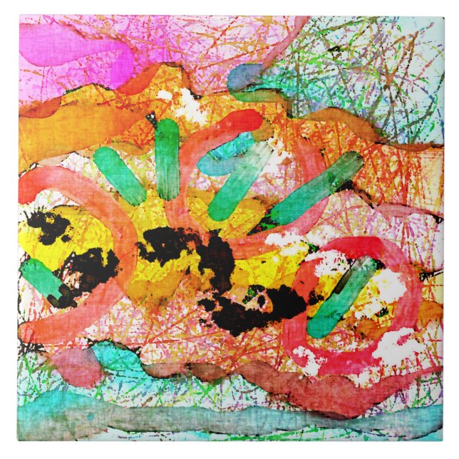 Untitled Abstract Digital Painting 2 Ceramic Tile (Front)