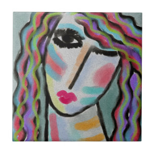 Untitled Abstract Portrait of a Woman Ceramic Tile