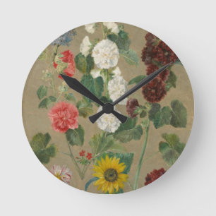 Untitled (Flowers) (oil on board) Round Clock