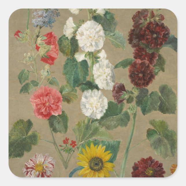 Untitled (Flowers) (oil on board) Square Sticker (Front)