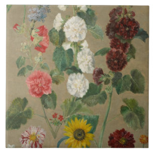 Untitled (Flowers) (oil on board) Tile