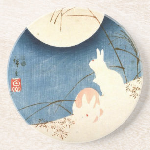Untitled (Two Rabbits, Pampas Grass, and Full Moon Coaster