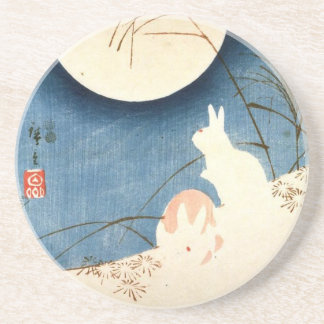 Untitled (Two Rabbits, Pampas Grass, and Full Moon Coaster