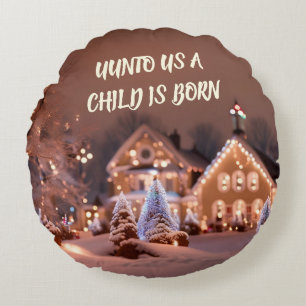"Unto Us A Child Is Born" Christmas Throw Pillow