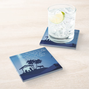 Unto Us A Child Is Born Nativity Glass Coaster