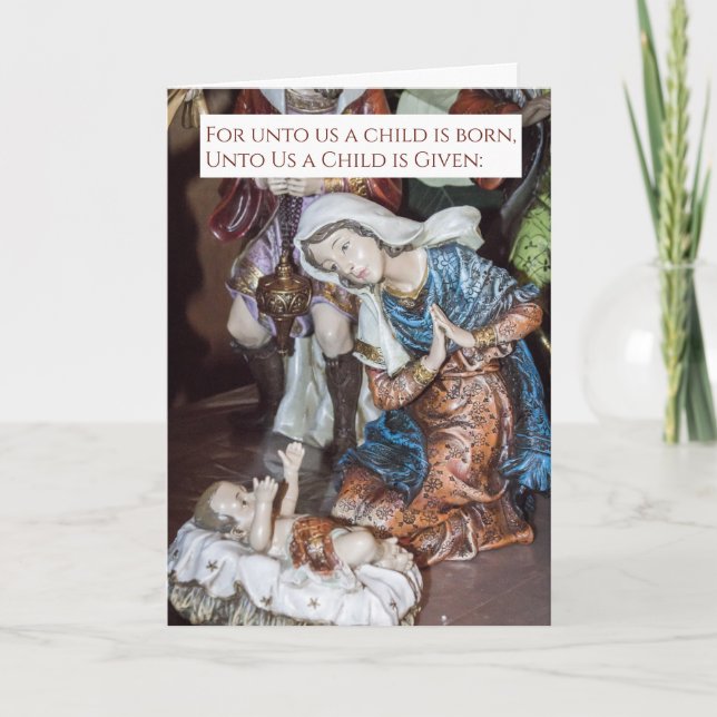 Unto Us Child Born Spiritual Christmas Card (Front)