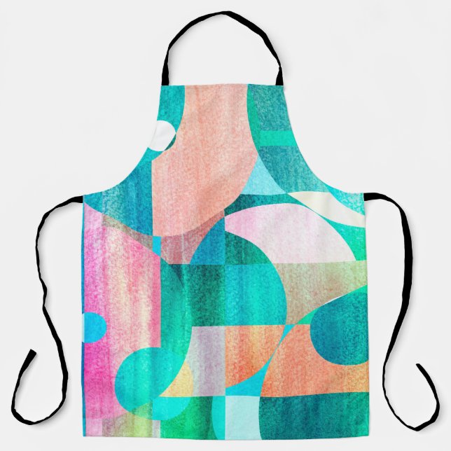 unusual bright colourful geometric abstract patter apron (Front)