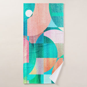 unusual bright colourful geometric abstract patter bath towel