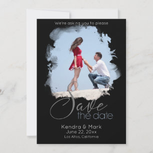 Unusual Brush Stroke Photo Window Save the Date Invitation