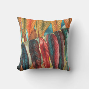 unusual colourful autumn leaves contempory cushion