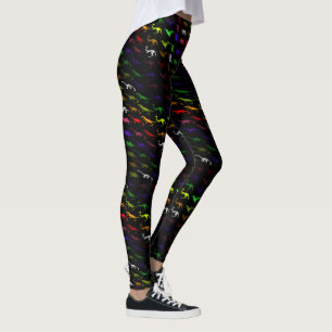 Unusual cool rainbow colorful cute dinosaur leggings