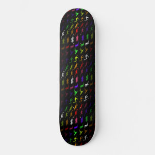 Unusual cool rainbow colorful cute dinosaur skateboard