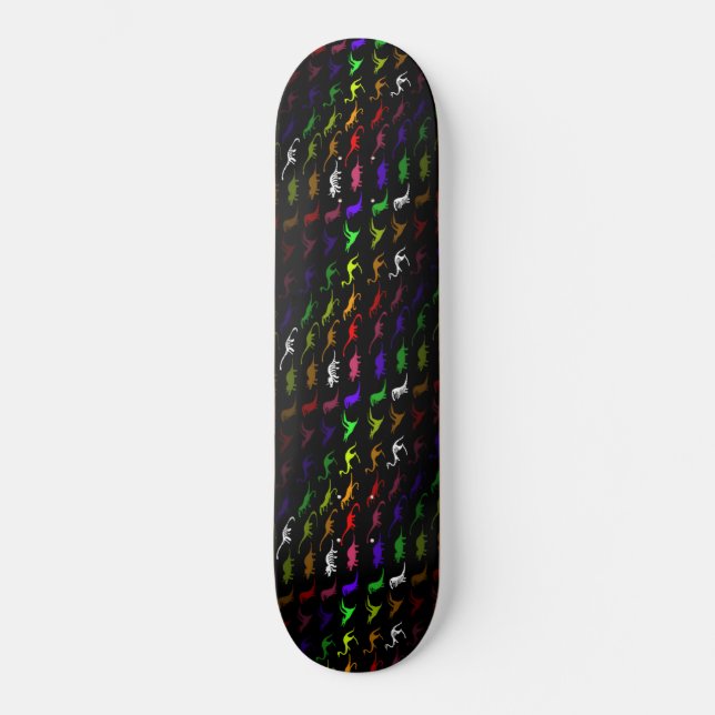 Unusual cool rainbow colorful cute dinosaur skateboard (Front)
