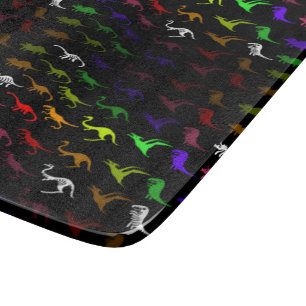 Unusual cool rainbow colourful cute dinosaur cutting board