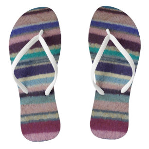 unusual fun vintage hand knitted colourful stripey thongs