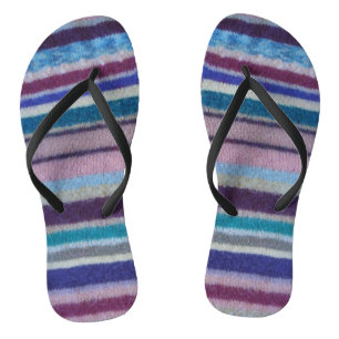 unusual fun vintage hand knitted colourful stripey thongs