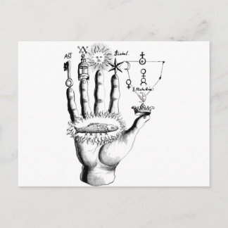 Unusual Hand Sun Alchemy Steampunk Postcard