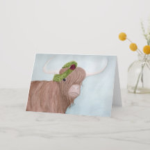 Unusual Holiday Animals: Cow Greeting Card A5