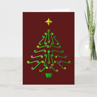 Unusual modern pixel art Christmas Tree Holiday Card