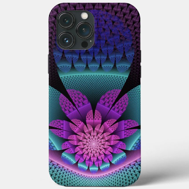 Unusual Patterned Colourful Fantasy Flower Fractal Case-Mate iPhone Case (Back)