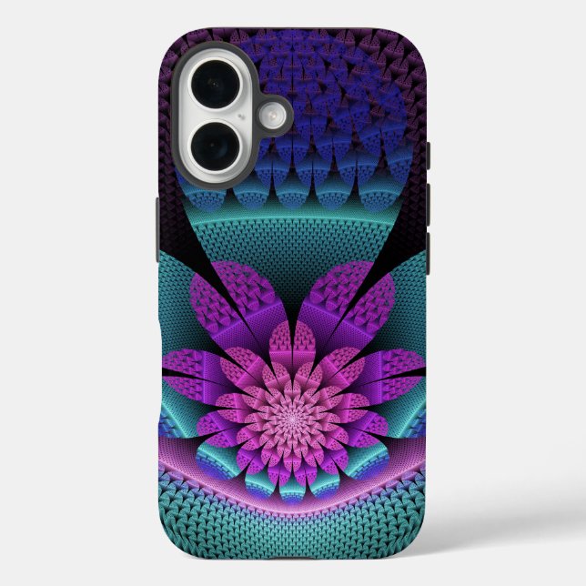 Unusual Patterned Colourful Fantasy Flower Fractal Case-Mate iPhone Case (Back)