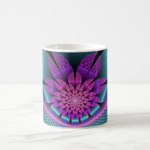 Unusual Patterned Colourful Fantasy Flower Fractal Coffee Mug