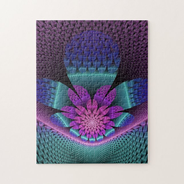 Unusual Patterned Colourful Fantasy Flower Fractal Jigsaw Puzzle (Vertical)
