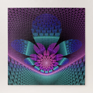 Unusual Patterned Colourful Fantasy Flower Fractal Jigsaw Puzzle